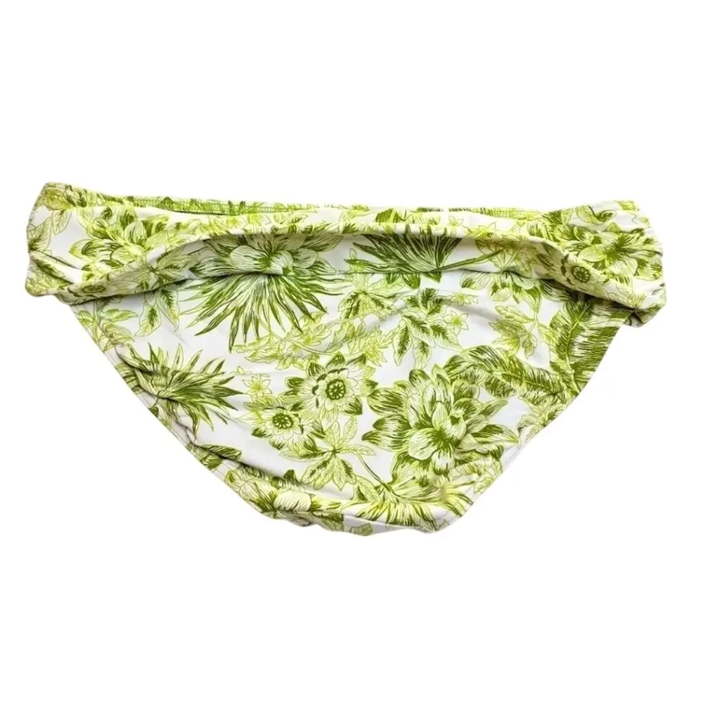 Lands' End Floral Green and White Bikini Bottom Size 10